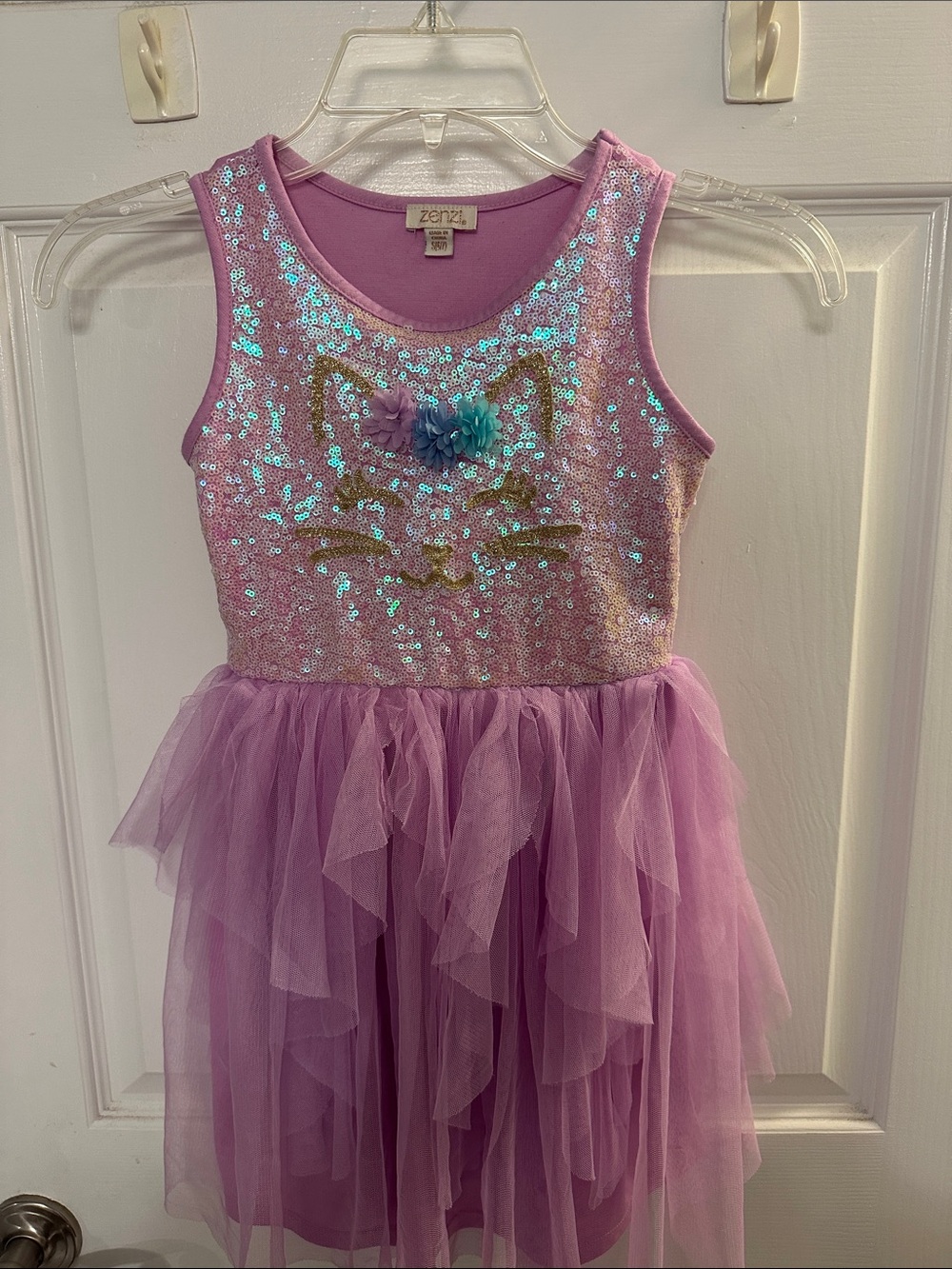 Zhenzi Purple Sequin Tulle Cat Dress Costume